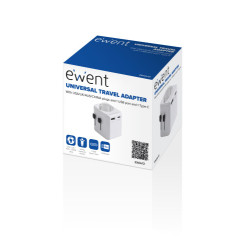 Ewent EW1472 adaptador de enchufe eléctrico Universal Blanco | APLIUM