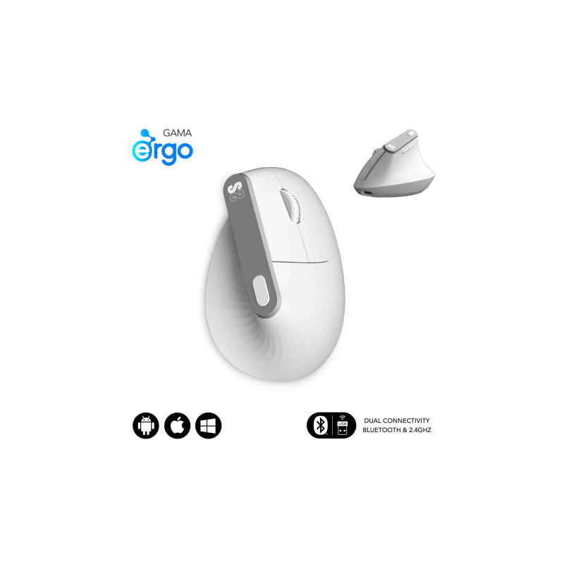 Subblim Nature Vertical Ergo Dual Mouse Battery White | APLIUM