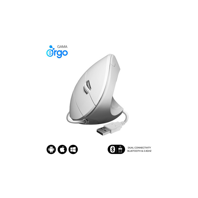 SUBBLIM Ratón GLIDE VERTICAL ERGO WIRED MOUSE WHITE | APLIUM
