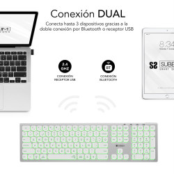 SUBBLIM Teclado Bluetooth/2.4G Master iluminado Ext P/B | APLIUM