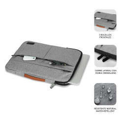 SUBBLIM Funda Air Padding 360 Sleeve 15,6" Light Grey | APLIUM