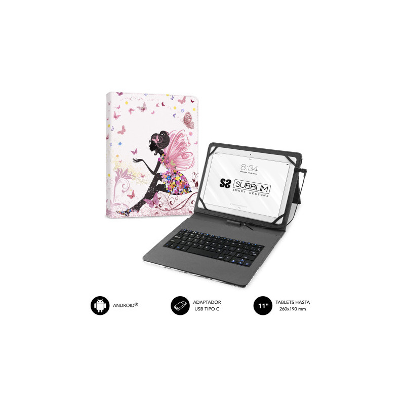 Funda Con Teclado Micro USB – Type C Keytab USB 11" Hadas | APLIUM