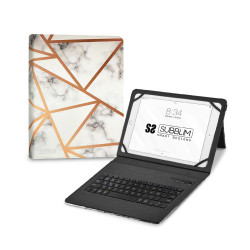 SUBBLIM Funda con Teclado Keytab Pro BT Trendy Marmol Blanco | APLIUM