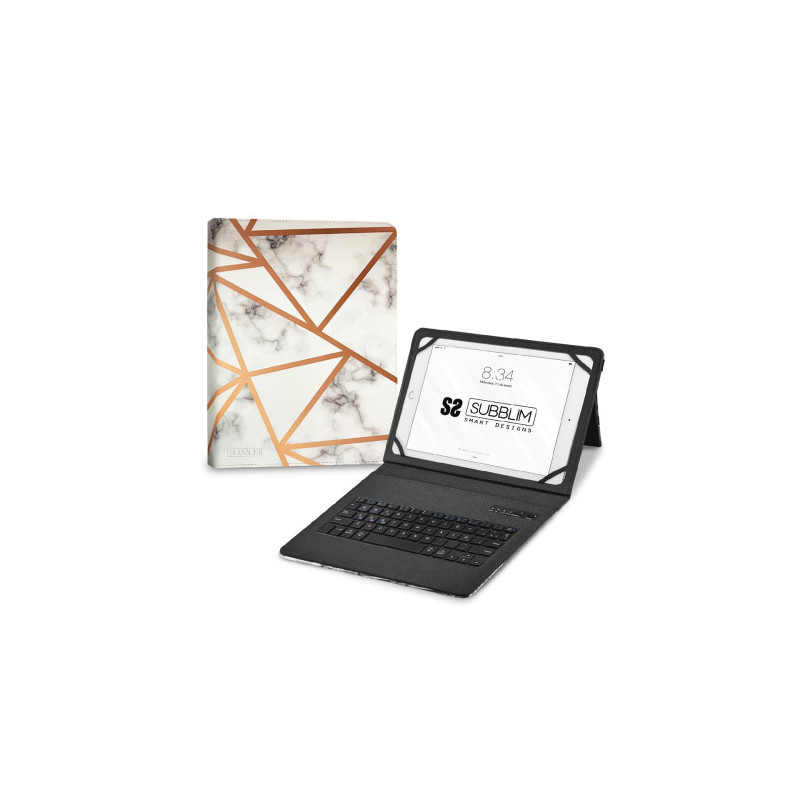 SUBBLIM Funda con Teclado Keytab Pro BT Trendy Marmol Blanco | APLIUM