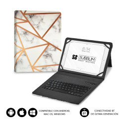SUBBLIM Funda con Teclado Keytab Pro BT Trendy Marmol Blanco | APLIUM