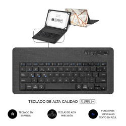 SUBBLIM Funda con Teclado Keytab Pro BT Trendy Marmol Blanco | APLIUM