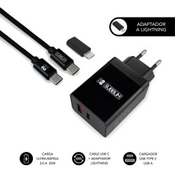 SUBBLIM CARGADOR ULTRA RAPIDO 2xUSB DE PARED PD25W+QC3.0+Cab | APLIUM