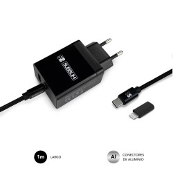 SUBBLIM CARGADOR ULTRA RAPIDO 2xUSB DE PARED PD25W+QC3.0+Cab | APLIUM