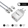 SUBBLIM CARGADOR ULTRA RAPIDO 2xUSB DE PARED PD25W+QC3.0+Cab | APLIUM
