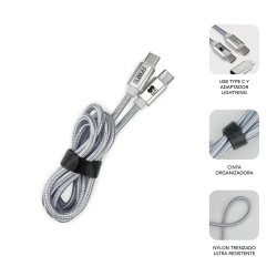 SUBBLIM CARGADOR ULTRA RAPIDO 2xUSB DE PARED PD25W+QC3.0+Cab | APLIUM