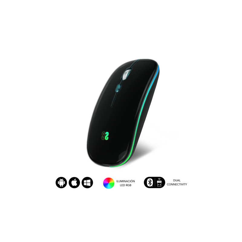 Ratón Óptico Inalámbrico 2.4G Y Bt Rgb LED Dual Flat Mouse B | APLIUM