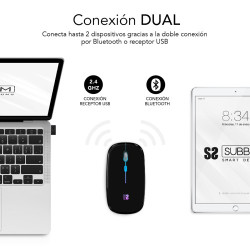Ratón Óptico Inalámbrico 2.4G Y Bt Rgb LED Dual Flat Mouse B | APLIUM