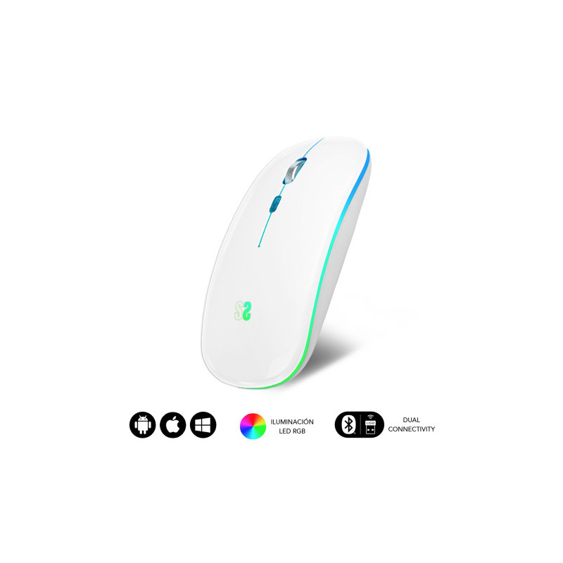 Ratón Óptico Inalámbrico 2.4G Y Bt Rgb LED Dual Flat Mouse W | APLIUM