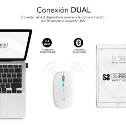 Ratón Óptico Inalámbrico 2.4G Y Bt Rgb LED Dual Flat Mouse W | APLIUM