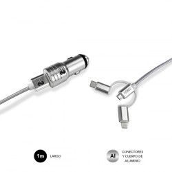 SUBBLIM Cargador Coche 2xUSB Dual Car Charger Alum 2.4A + Ca | APLIUM