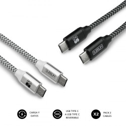Subblim Pack 2 Cables USB Tipo Usb-c A Usb-c 1 M BLACK/SILVE | APLIUM