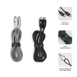 Subblim Pack 2 Cables USB Tipo Usb-c A Usb-c 1 M BLACK/SILVE | APLIUM
