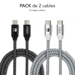 Subblim Pack 2 Cables USB Tipo Usb-c A Usb-c 1 M BLACK/SILVE | APLIUM