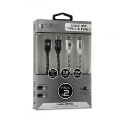 Subblim Pack 2 Cables USB Tipo Usb-c A Usb-c 1 M BLACK/SILVE | APLIUM