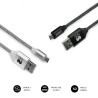 Subblim Pack 2 Cables USB A Micro USB (2.4A) 1M BLACK/SILVER | APLIUM