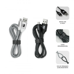 Subblim Pack 2 Cables USB A Micro USB (2.4A) 1M BLACK/SILVER | APLIUM