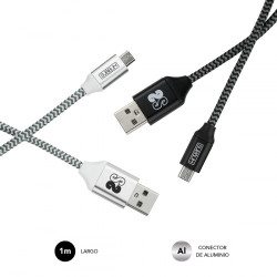 Subblim Pack 2 Cables USB A Micro USB (2.4A) 1M BLACK/SILVER | APLIUM