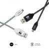 Subblim Pack 2 Cables USB A Micro USB (2.4A) 1M BLACK/SILVER | APLIUM