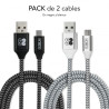 Subblim Pack 2 Cables USB A Micro USB (2.4A) 1M BLACK/SILVER | APLIUM