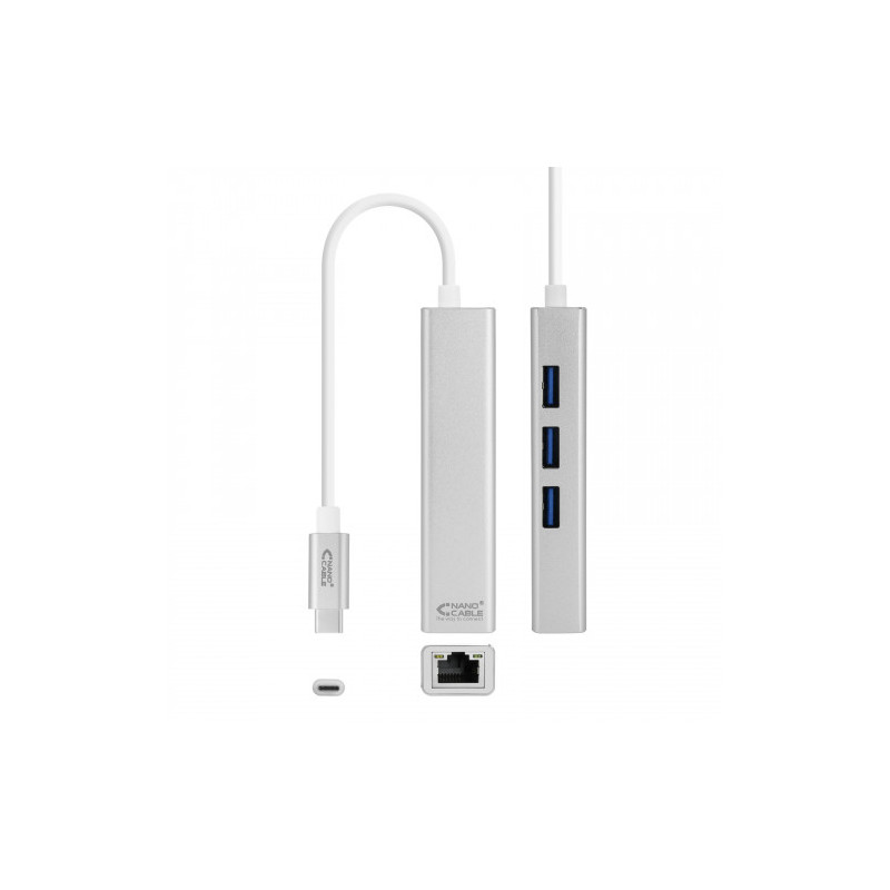 Nanocable Conversor USB-C a Ethernet Gigabit + 3xUSB 3.0, Pl | APLIUM