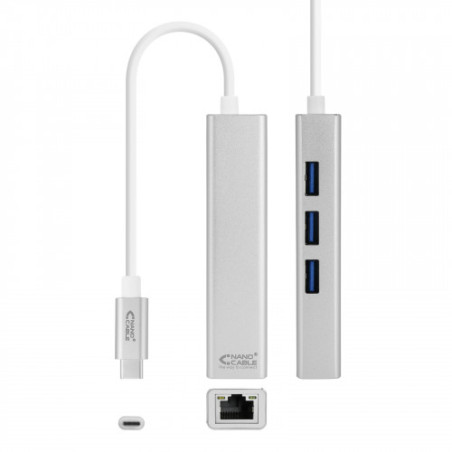 Nanocable Conversor USB-C a Ethernet Gigabit + 3xUSB 3.0, Pl | APLIUM