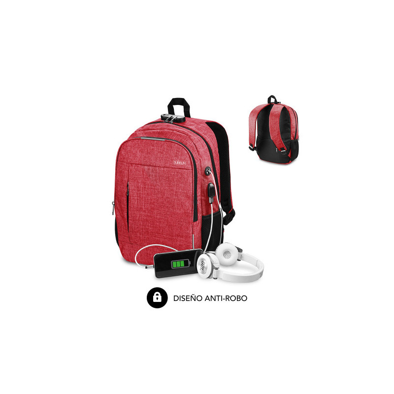 SUBBLIM Mochila para Portátil Urban Lock Backpack 16" Red | APLIUM