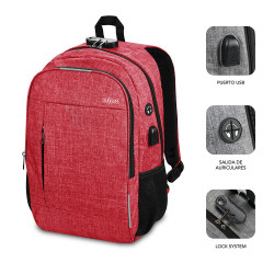 SUBBLIM Mochila para Portátil Urban Lock Backpack 16" Red | APLIUM