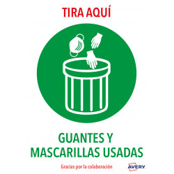 Señales Adhesivos Preimpreso "TIRA Aquí Guantes Y Mascarilla | APLIUM