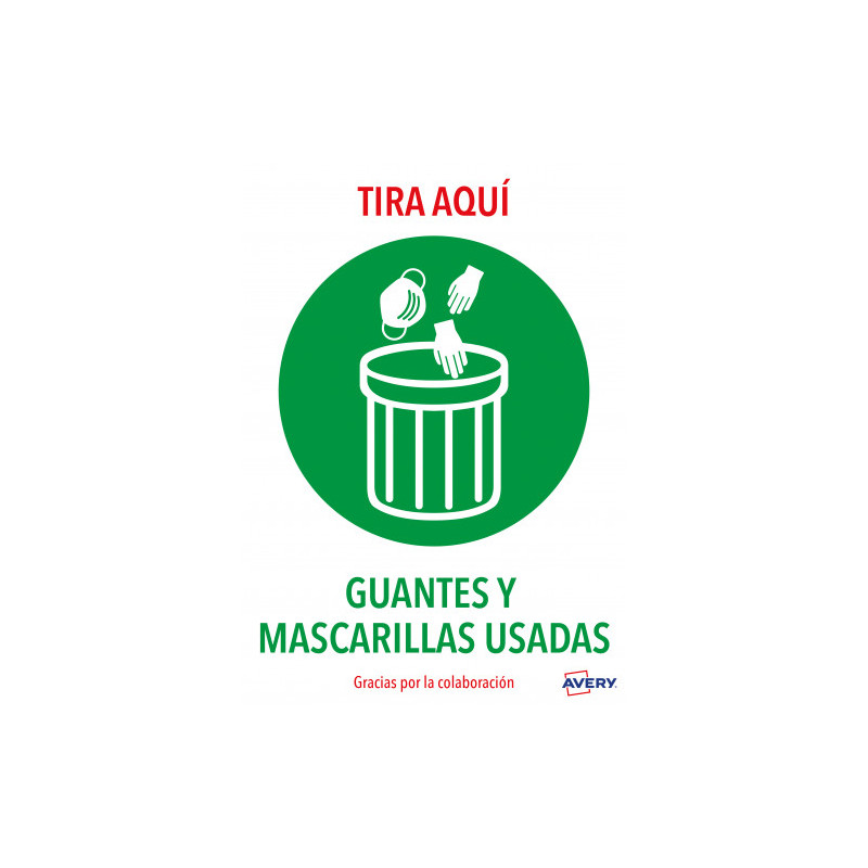 Señales Adhesivos Preimpreso "TIRA Aquí Guantes Y Mascarilla | APLIUM