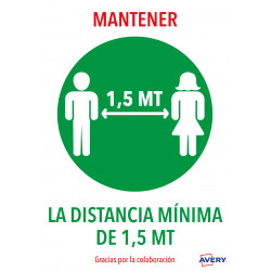Señales Adhesivos Preimpreso "MANTENER Disntacia Minima De 1 | APLIUM