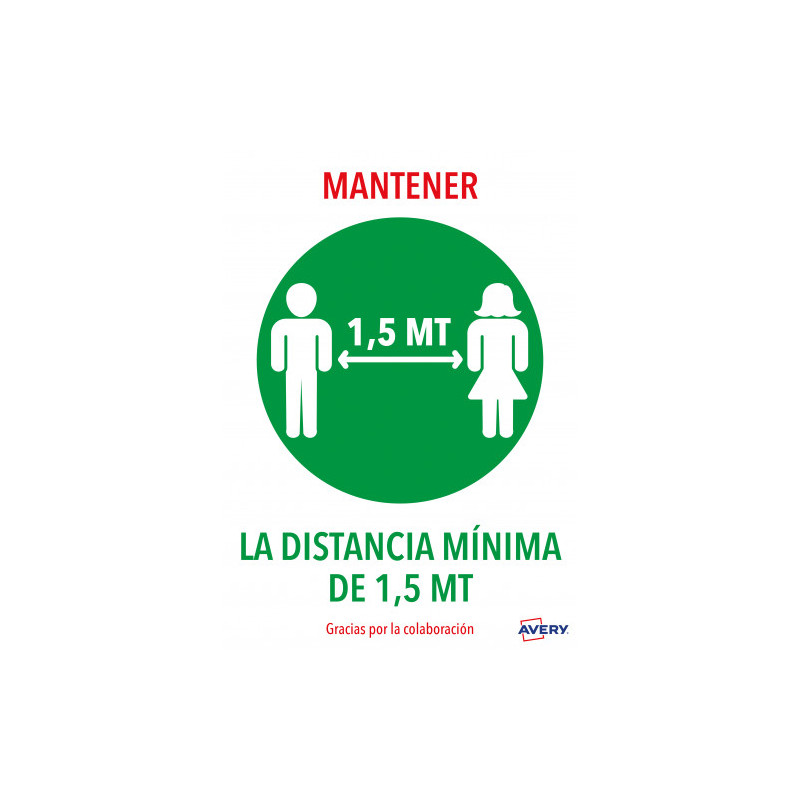 Señales Adhesivos Preimpreso "MANTENER Disntacia Minima De 1 | APLIUM