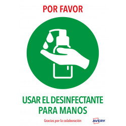 Señales Adhesivos Preimpreso "USAR Desinfectante Para Las MA | APLIUM