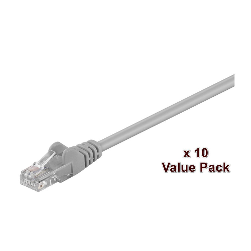 U/UTP CAT5e 0.5m Grey 10 Pack