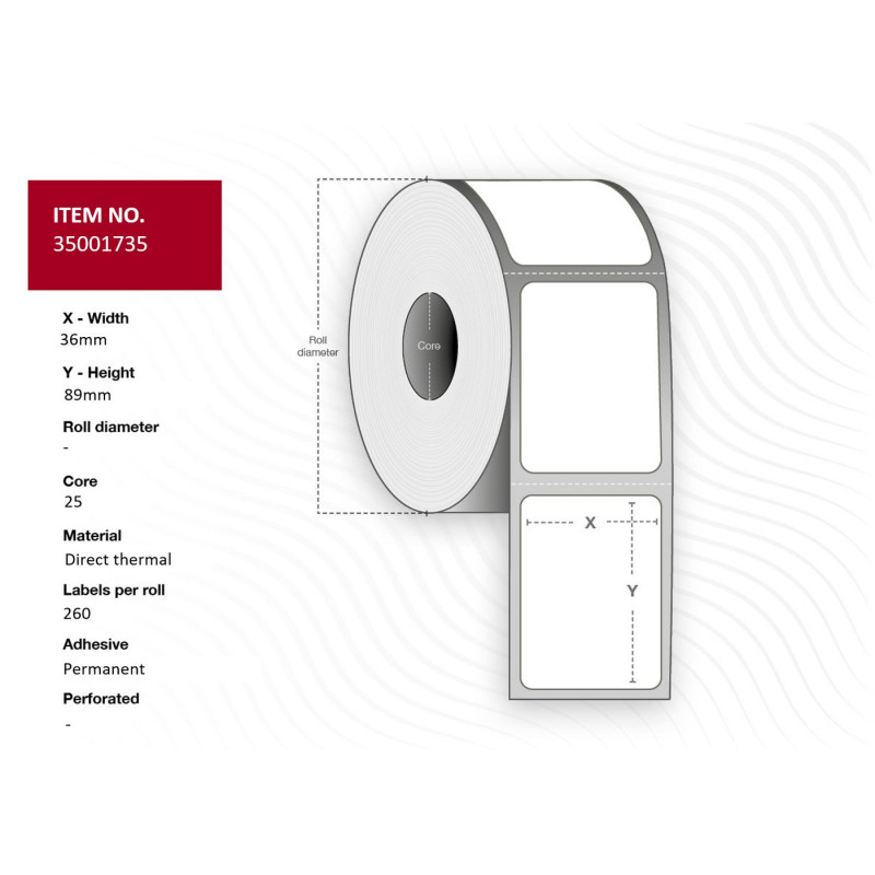 Label 36x89 - Core 25. White.