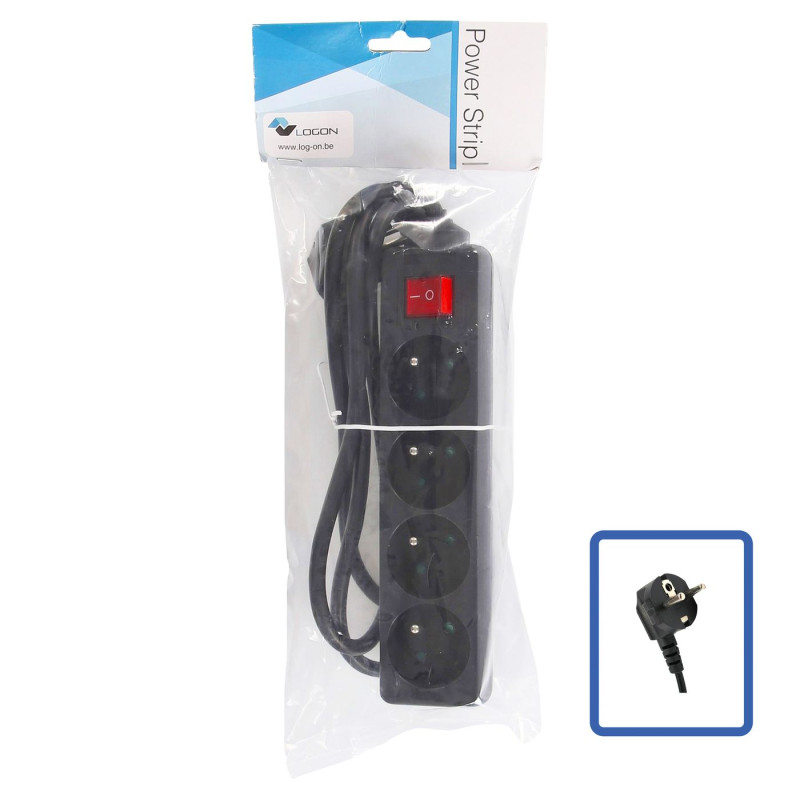 4-WAY POWER STRIP: BLACK -