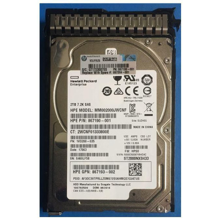 HDD 2TB 12G 7.2K SFF SAS SC