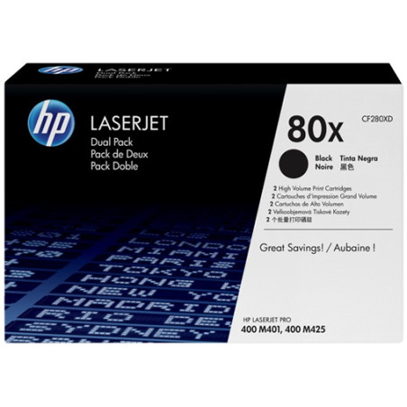 K/HP 80X Black Dual Pk LJ Toner Cartrdge