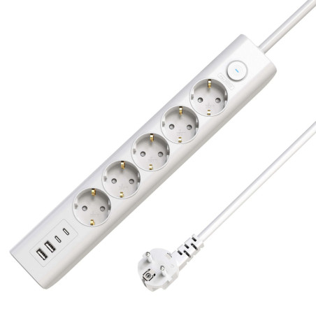 5-way USB Schuko Power Strip
