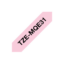 Tape/TZEMQE31 12MM BLACK ON PINK PASTEL