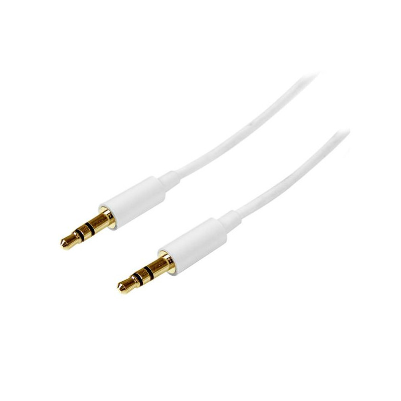 1m White Slim 3.5mm Stereo Audio Cable