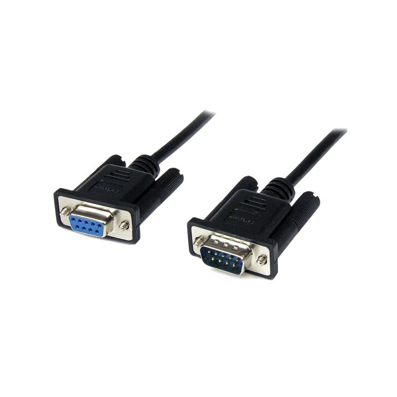 2m Black DB9 RS232 Null Modem Cable F/M