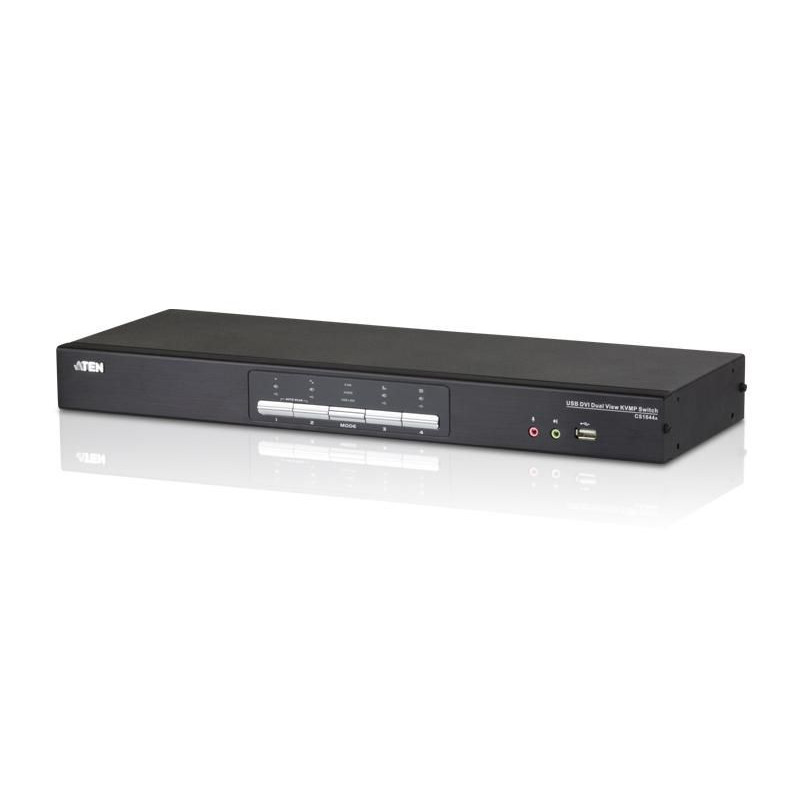 4-PORT USB DVI Dual-view Kvm Sw Itch With Aud + USB 2.0 Hub | APLIUM