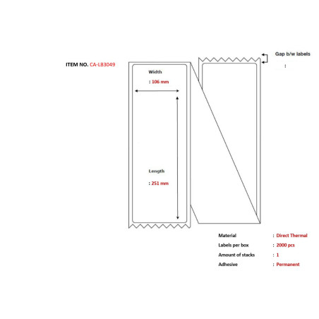 Label 106x251, Core Fanfold.