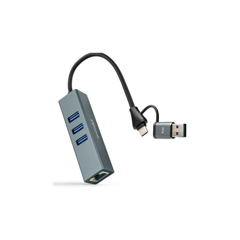 Hub USB + USB Tipo-C 3.0 Nanocable 10.03.0412/ 3xUSB/ 1xRJ45 | APLIUM