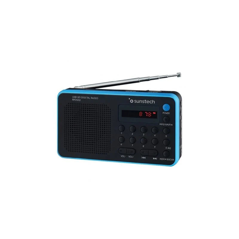 Radio Portátil Sunstech RPDS32BL/ con Batería/ Negra y Azul | APLIUM
